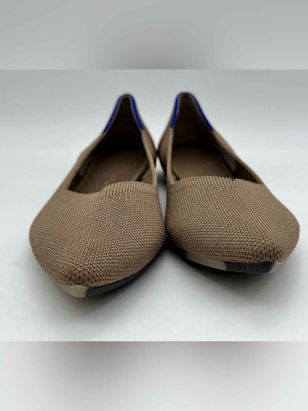 Rothy's Taupe Pointed-Toe Flats with Blue Trim - Picture 4 of 12